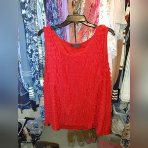 Travel Elements Red Ruffled Tank